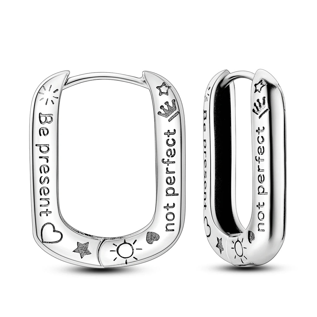 925 Sterling Silver Minimalist Blue Zircon Hoop Earrings Anniversary Gift