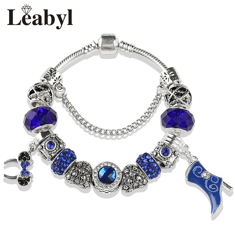 Pink Crystal Bead Charm Bracelet Colourful Enamel Handmade DIY Jewellery