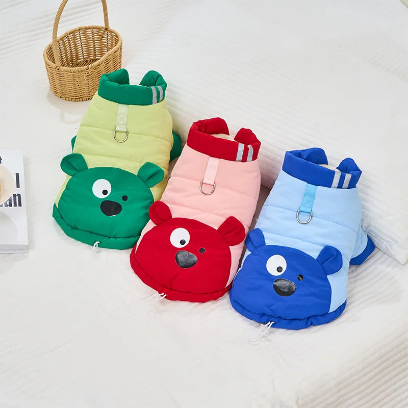 Dog Winter Coat Fleece Jacket Cute Bear Puppy Outfit Warm Winter Clothes