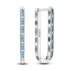 925 Sterling Silver Blue Zircon Starry Sky Hoop Earrings Trendy Jewellery