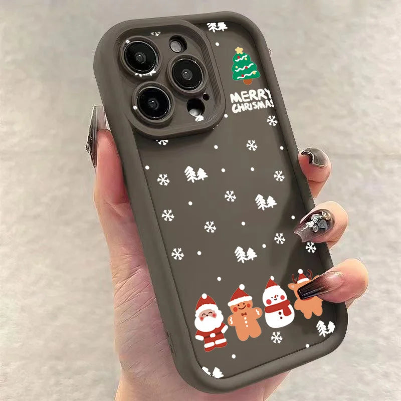 Christmas Santa Elk Case for iPhone 17 16 15 14 13 12 11 Pro Max XR 7 8 Plus