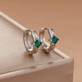 New Square Green Zircon Hoop Earrings High Quality Exquisite Gift
