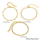Gold Plated Link Bracelet for Women, Stainless Steel Stackable Chain Wristband, Adjustable Waterproof Jewelry