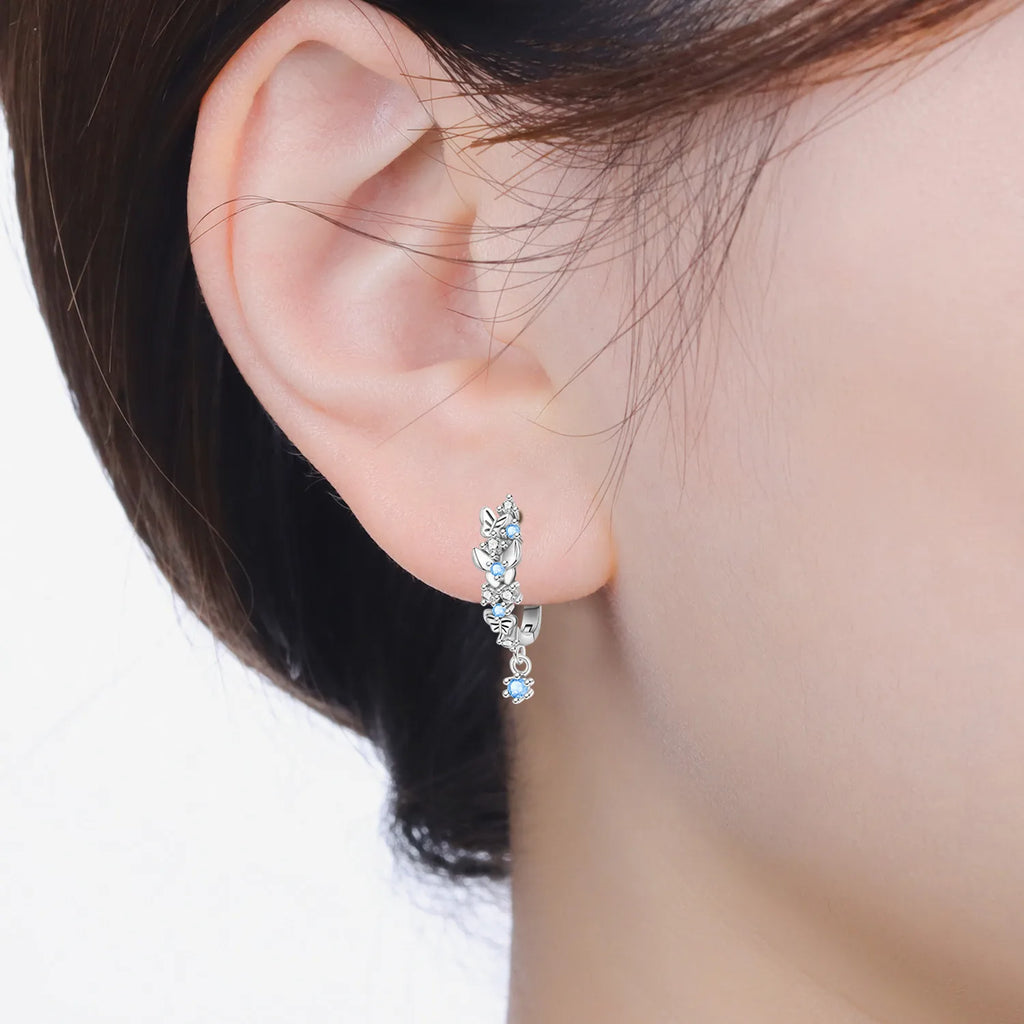 925 Sterling Silver Butterfly Fluttering Insect Drop Earrings Jewellery Gift