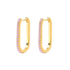 2PCS Stainless Steel Square Huggie Hoop Earrings Cubic Zirconia