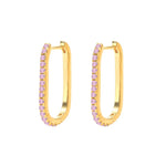 2PCS Stainless Steel Square Huggie Hoop Earrings Cubic Zirconia