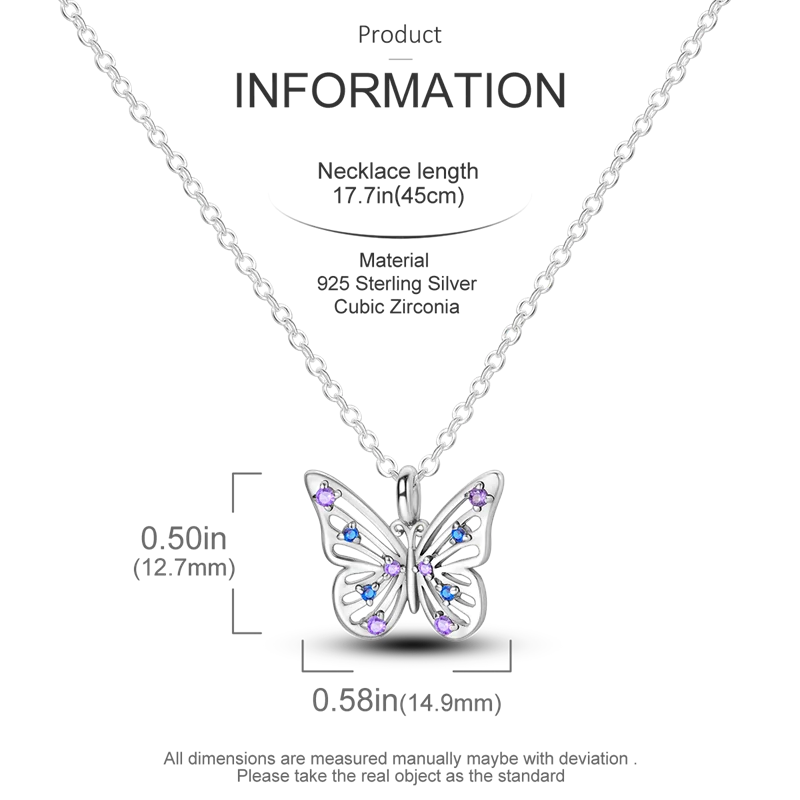 2025 New 925 Sterling Silver Necklace Zircon Heart Butterfly Simple Necklaces For Women Anniversary Birthday Jewelry Gift Female