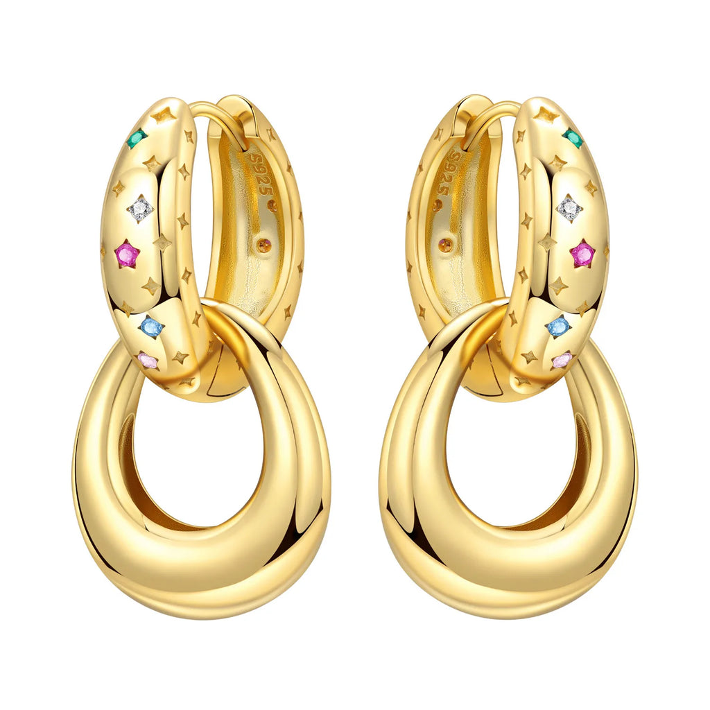 925 Sterling Silver Simple Diamond Shaped Ear Hook Hoop Earrings Jewellery