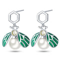 925 Sterling Silver Animal Plant Green Zircon Circle Hoop Earrings Jewellery