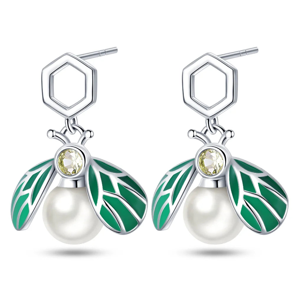 925 Sterling Silver Cute Bees Insects Stud Earrings Exquisite Birthday Gift