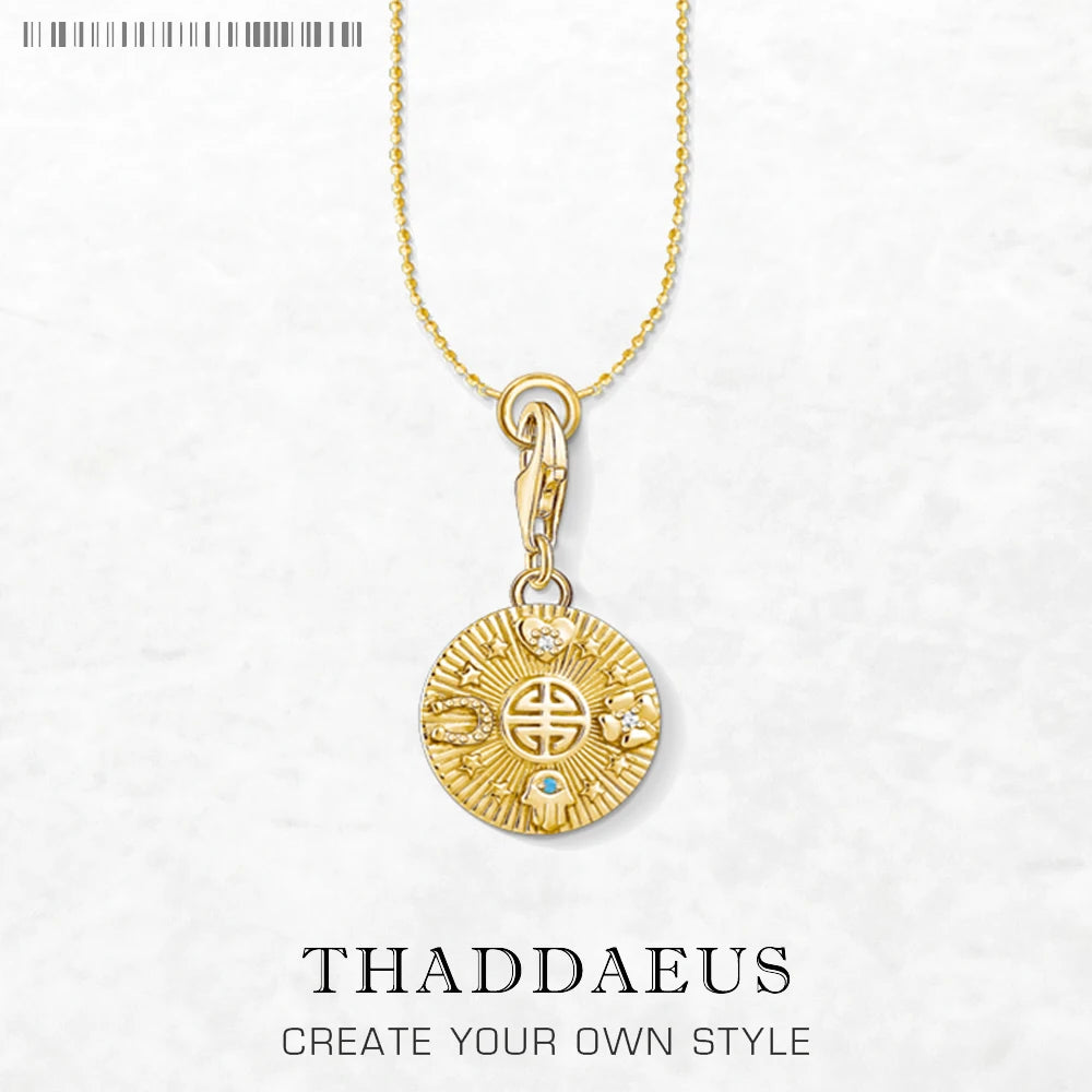 Lucky Coin Charm Necklace 925 Sterling Silver Fine Jewellery Men Women Gift