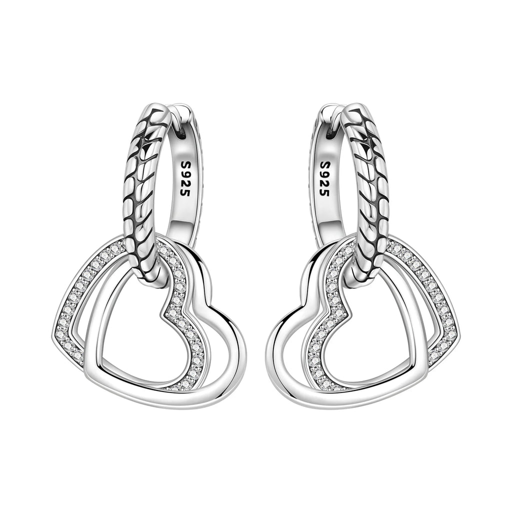 925 Sterling Silver Wings Guardian Love Heart Drop Earrings Trendy Jewellery