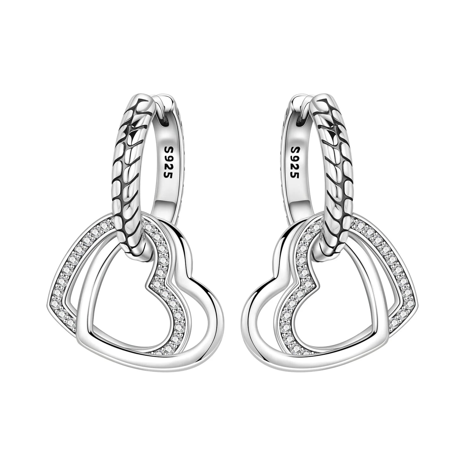 925 Sterling Silver Wings Guardian Love Heart Drop Earrings Trendy Jewellery