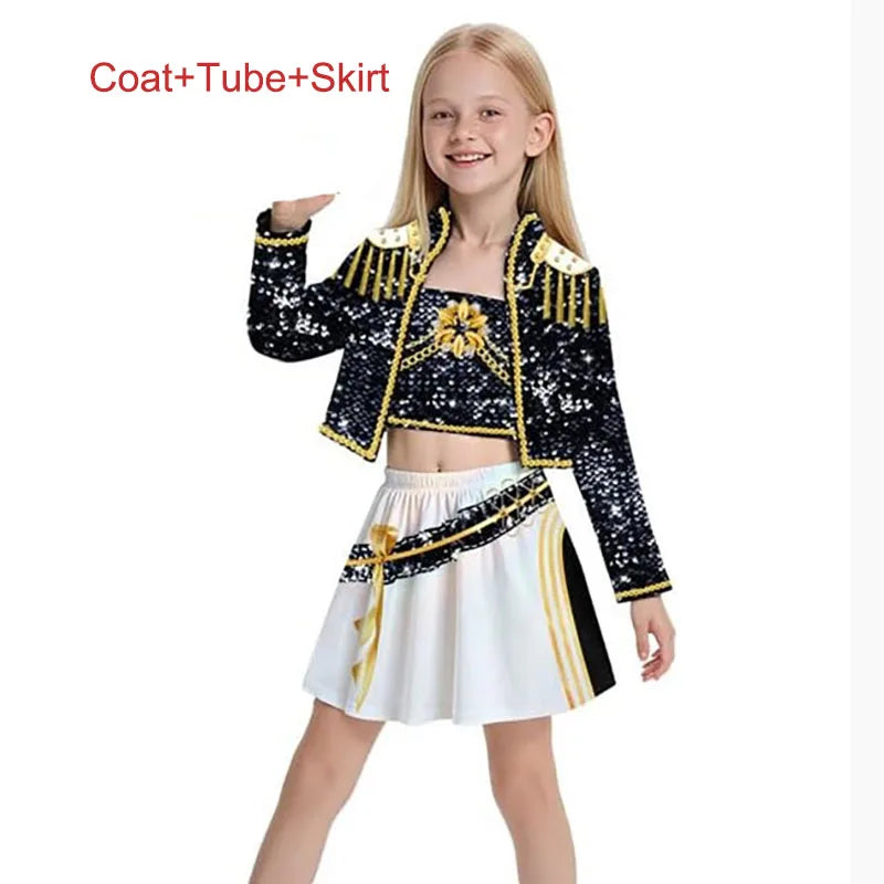 Kids Kpop Demon Hunter Cosplay Rumi Zoey Mira Suit 3D Print Costume Outfit