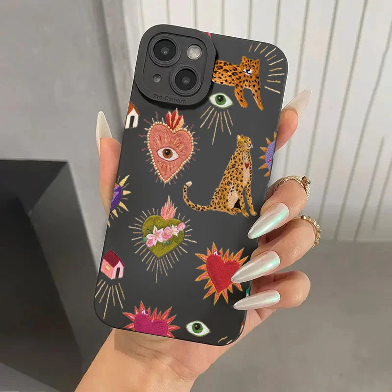 Floral Leopard Eyes Case for Samsung Galaxy S26 S25 S24 S23 A16