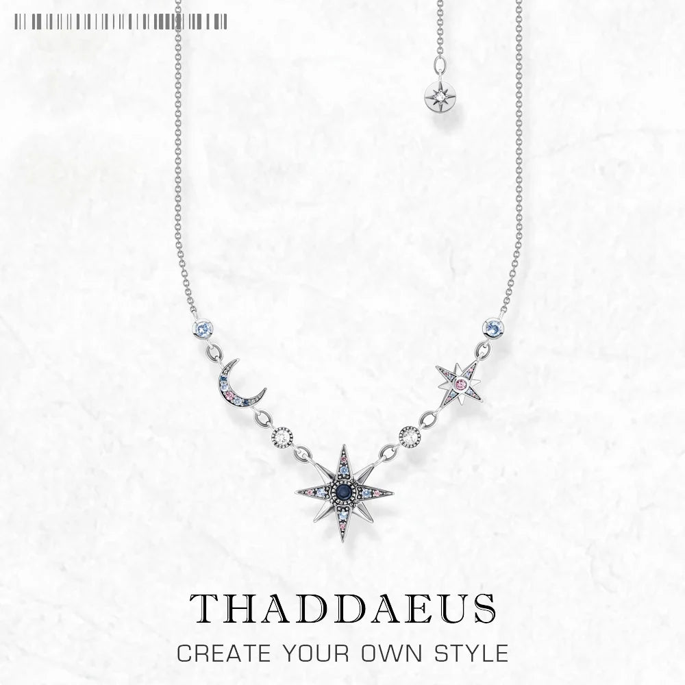 Royalty Star & Moon Necklace Link Chain 925 Sterling Silver Jewellery Gift