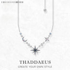 Royalty Star & Moon Necklace Link Chain 925 Sterling Silver Jewellery Gift