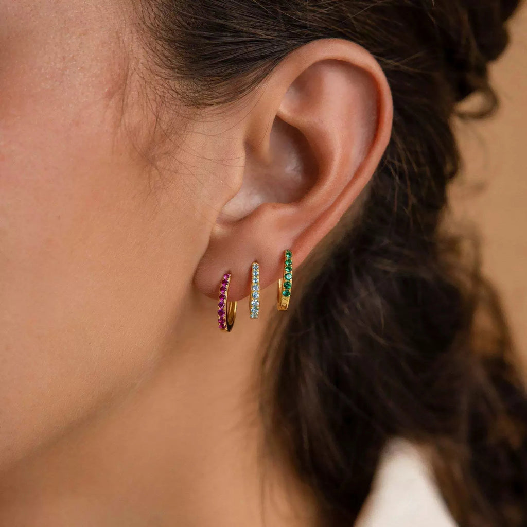 8mm Stainless Steel Minimal Hoop Earrings Zirconia Helix Tragus