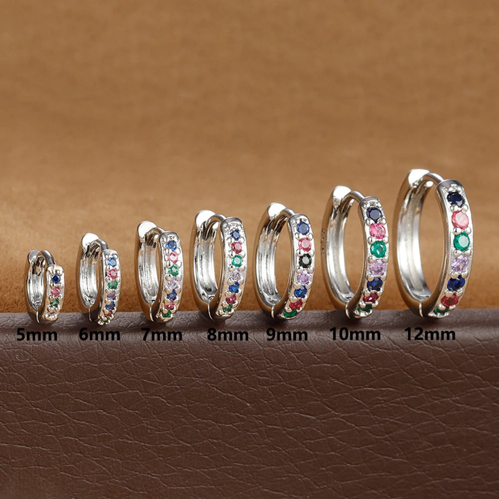 Stainless Steel Colourful Zirconia Huggie Minimal Hoop Earrings