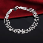 Square Solid Chain Bracelet 925 Sterling Silver Men Women Party Fashion Gift