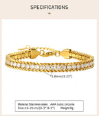 Charms Tennis Bracelet for Women, Cubic Zirconia Chain Bracelet Adjustable,Stainless Steel Miami Link CZ Bangle Gift