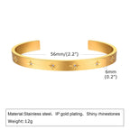 Open Adjustable Star Starburst Cuff Bangle Bracelet for Women Stainless Steel Cubic Zirconia Inlay Charm Layered Jewelry