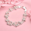 925 Sterling Silver 8-inch Beaded Bracelet Women Party Wedding Jewellery Gift