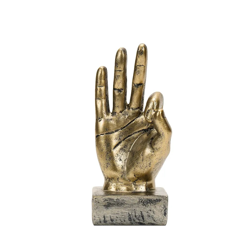 Resin Gesture Hand Finger Figurines Sculpture Retro Ornament Shop Interior Decor