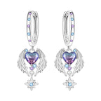 925 Sterling Silver Star Moon Heart Shape Versatile Hoop Earrings Fine Gift