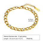 Charms Tennis Bracelet for Women, Cubic Zirconia Chain Bracelet Adjustable,Stainless Steel Miami Link CZ Bangle Gift