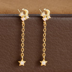 Vintage Crystal Zirconia Stainless Steel Earrings Star Pendant