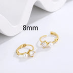 2023 New Gold Colour Pearl Zircon Small Hoop Earrings Korean 6-10mm