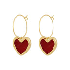 925 Sterling Silver 18K Gold Red Heart Earrings Women Fashion Birthday Gift