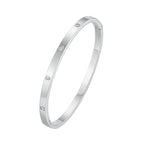 Cubic Zirconia Love Friendship Bracelets,6mm 4mm Women Bangles With CZ Stones, 18K Gold Plated Stainless Steel Jewelry