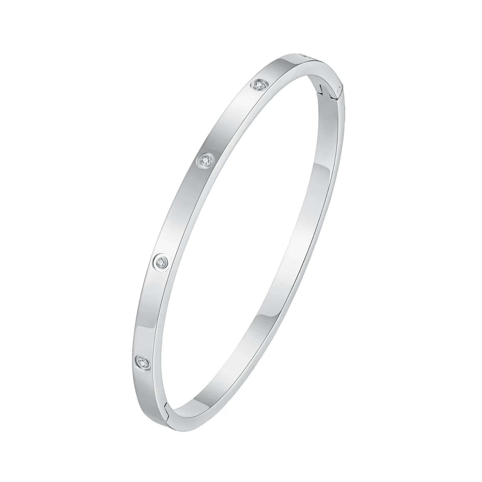 Cubic Zirconia Love Friendship Bracelets,6mm 4mm Women Bangles With CZ Stones, 18K Gold Plated Stainless Steel Jewelry