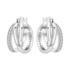 925 Sterling Silver Square Chain Stone Inlaid Hoop Earrings Trendy Jewellery
