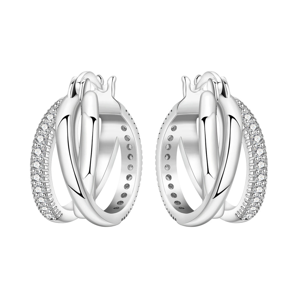 925 Sterling Silver Retro Grass Pattern Versatile Hoop Earrings Birthday Gift