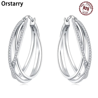 925 Sterling Silver Curve Weaving Large Circle Versatile Hoop Earrings Gift