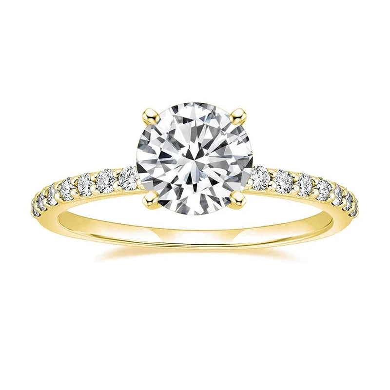 14k Gold Filled 2 Carat 8mm Round Moissanite Solitaire Ring GRA Certified