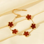 White Flower Stainless Steel Bracelet Five-Leaf Clover Wrist Jewellery