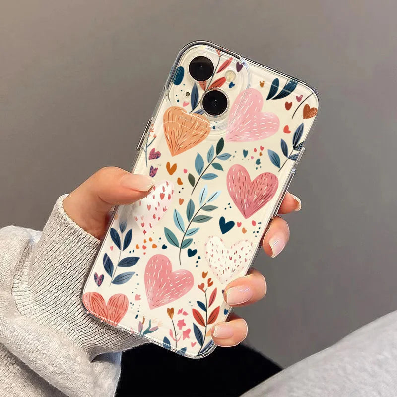 Love Heart Leaves Moon Case for Redmi Note 14 13 12 11 Pro Plus 12S 13C 14C