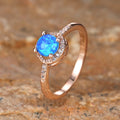 Simple Rainbow Birthstone Blue Fire Opal Rings For Women Rose Gold Color Round Ring Wedding Bands Stacking Thin Ring Jewelry