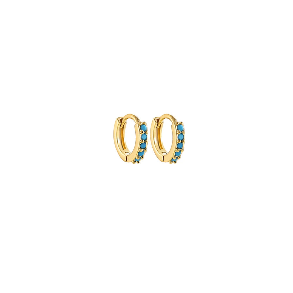 Fashion Crystal Zirconia Small Hoop Earring Geometric Circle Green