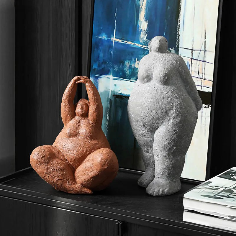 Abstract Fat Lady Statues Dreaming Yoga Women Figure Home Interior Decor Shelf
