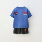 Boys Spiderman Summer T-Shirt & Shorts 2pc Set Kids Cartoon Casual Tracksuit