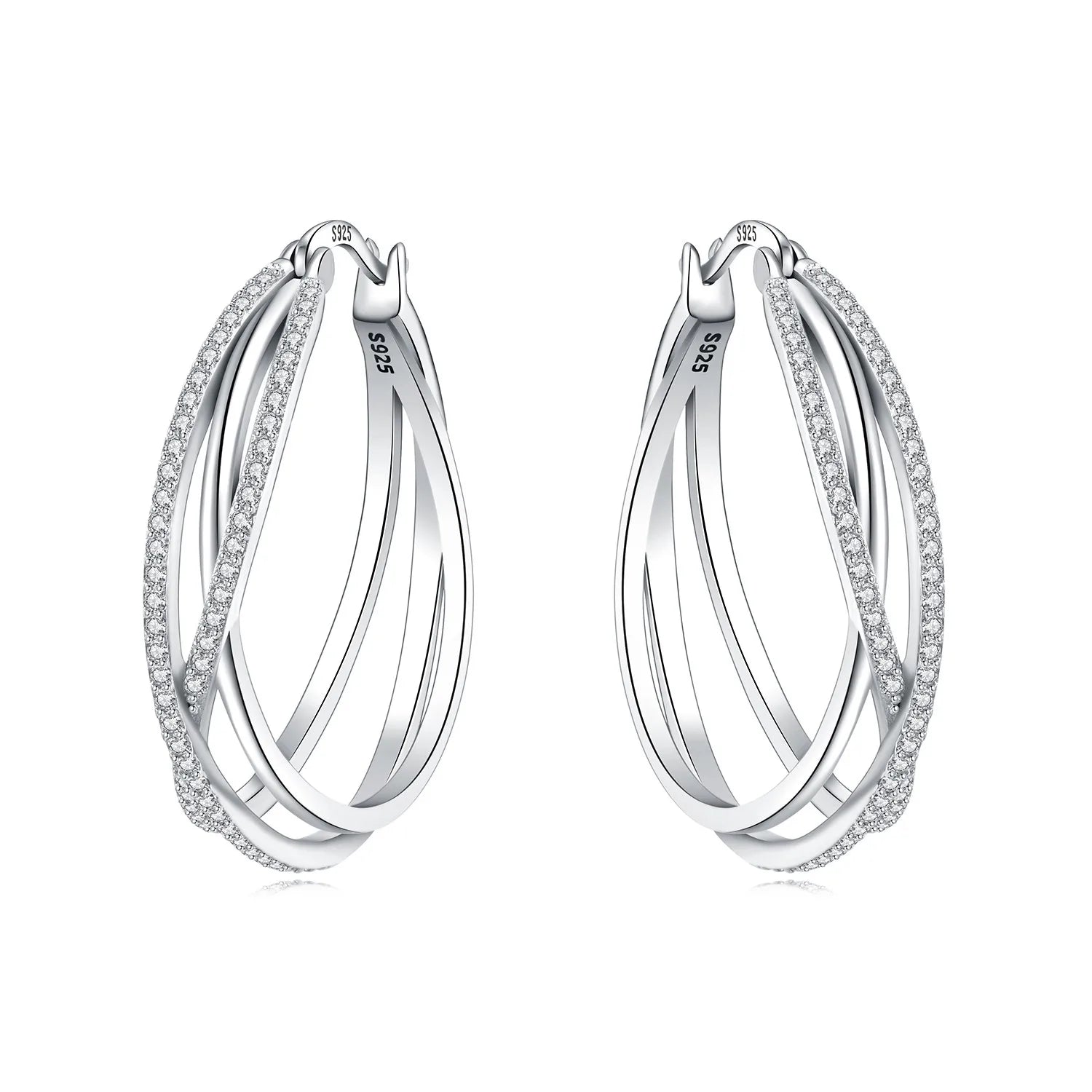 925 Sterling Silver Minimalist Staggered Circular Hoop Earrings Birthday Gift