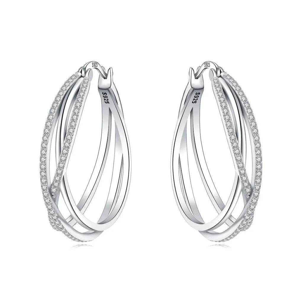 925 Sterling Silver Minimalist Designed Hoop Earrings Fine Birthday Gift