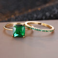 Princess Cut Red Green Stone Square Zircon Bridal Wedding Sets Gold Color Stacking Engagement Rings For Women Mothers Day Gifts