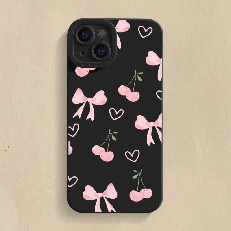 Cute Bow Cherry Case for Xiaomi Redmi Note 14 13 12 11 Pro Plus