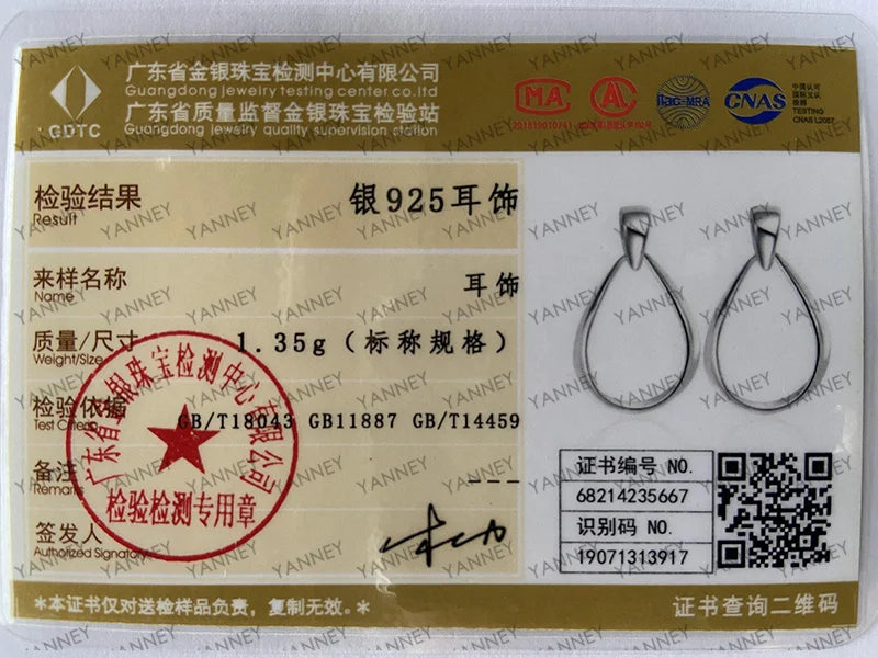 925 Sterling Silver 36mm Oval Water Drop Earrings Women Fashion Wedding Gift